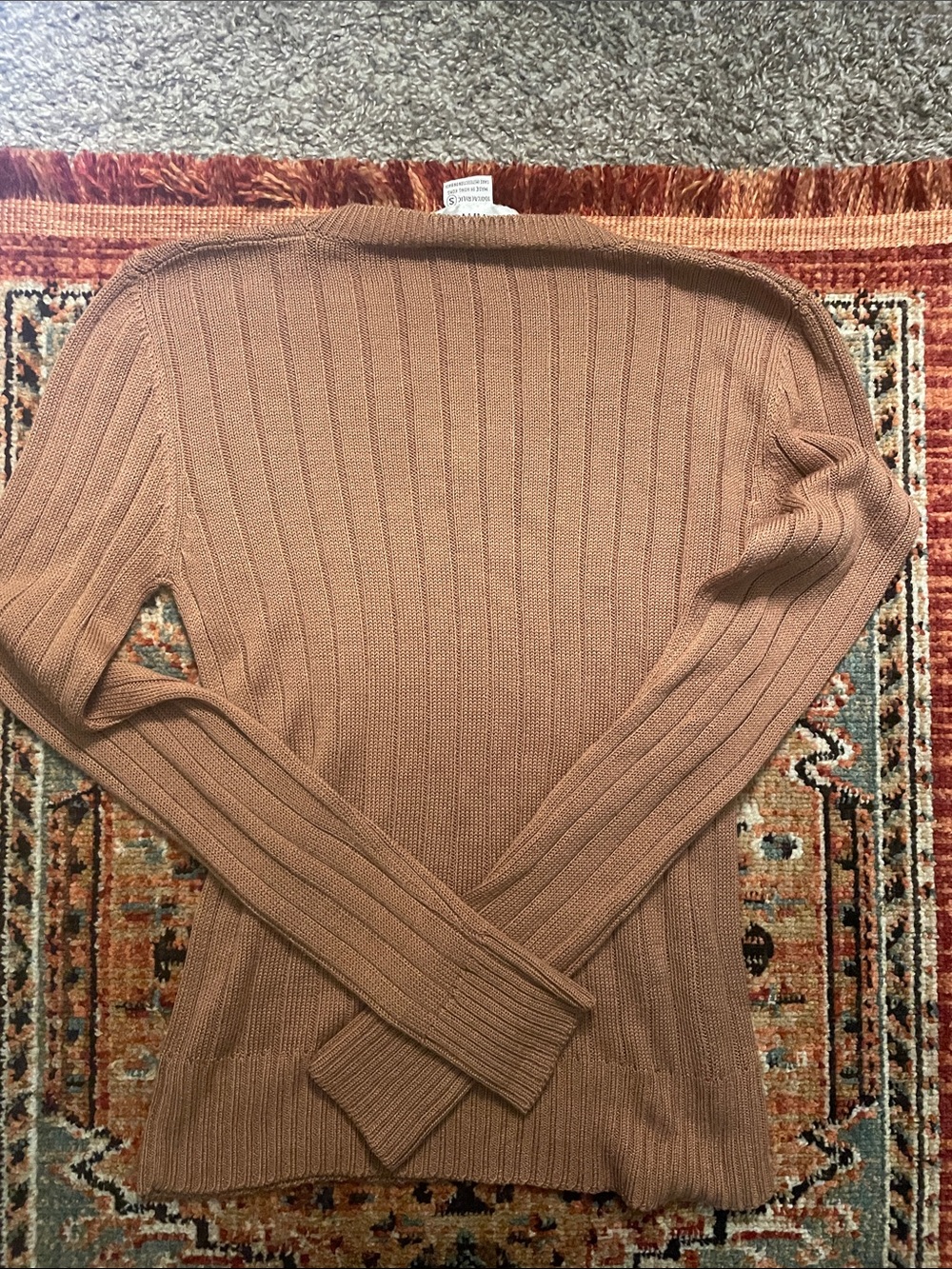Calvin Klein Women's V-Neck Ribbed Sweater - Camel - Picture 2 of 2